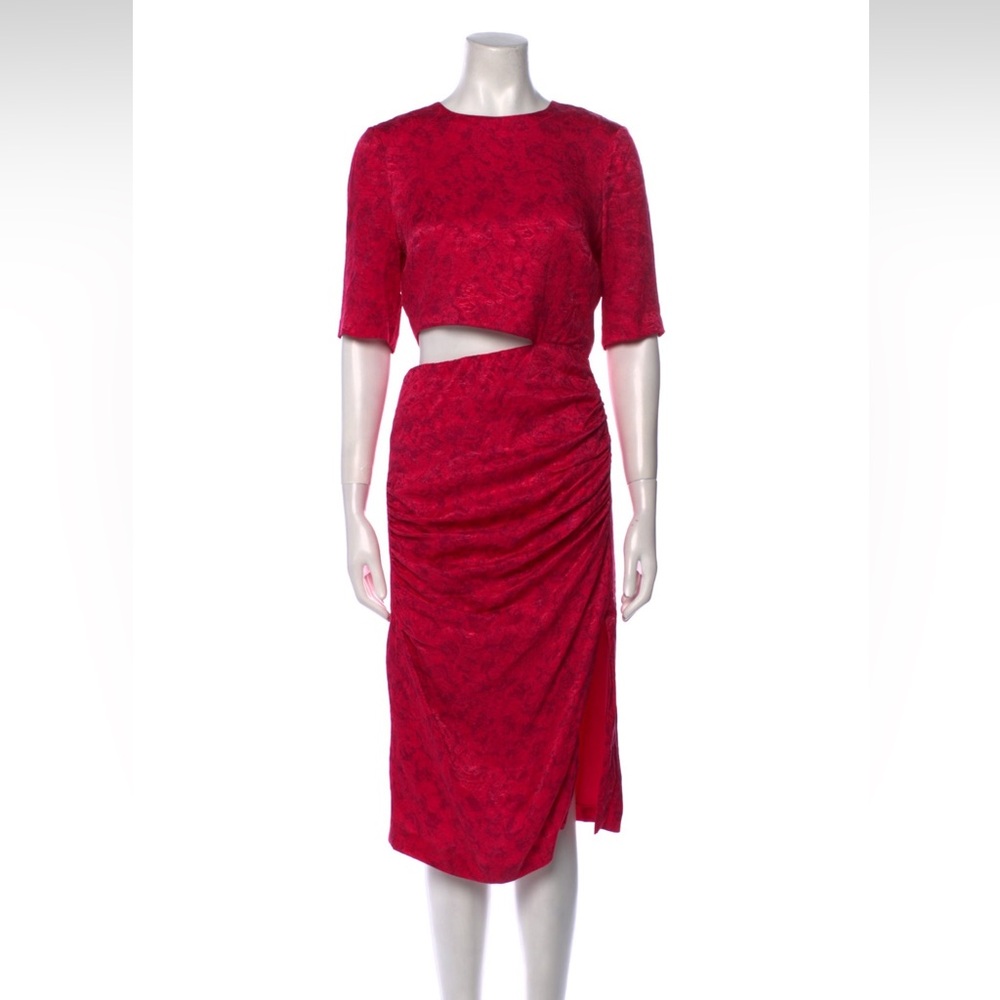 Alice + Olivia Floral Jacquard Side Cut-Out Dress
